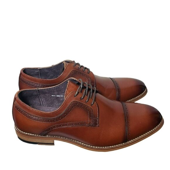 Stacy Adams Mens Cognac Dickinson Cap Toe Lace Up Oxford Dress Shoes Size 8.5 W